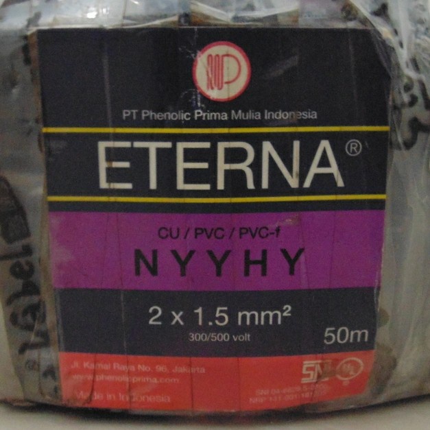 Kabel Serabut ETERNA NYYHY 2x1.5 (50Meter) Kabel 2 x 1.5 ETERNA NYYHY