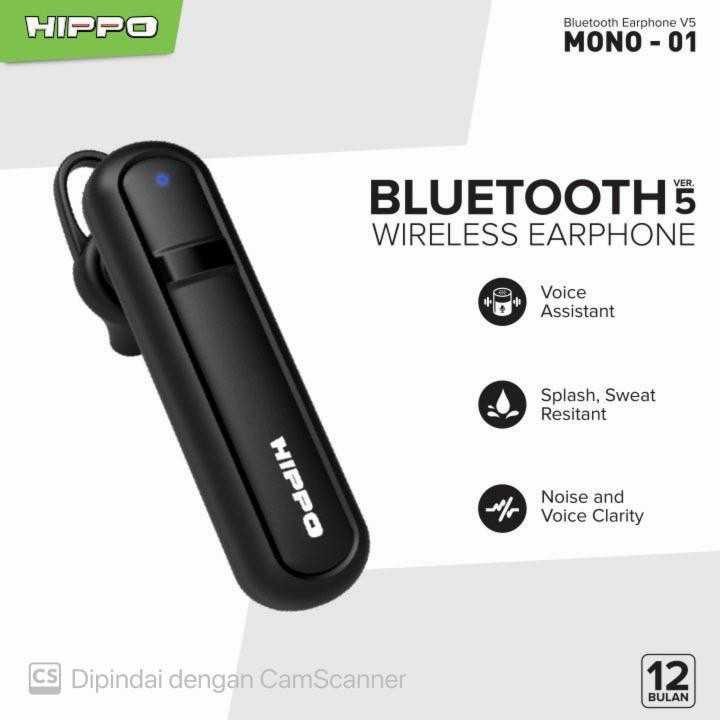 Hippo Headset Bluetooth Mono 01 V5 Earphone Wireless