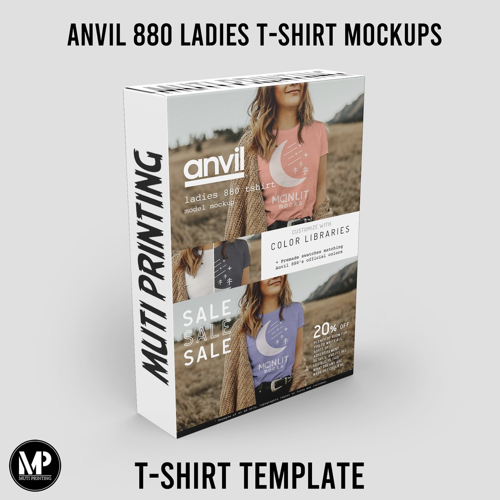 Anvil 880 Ladies T-Shirt Mockups - Photoshop