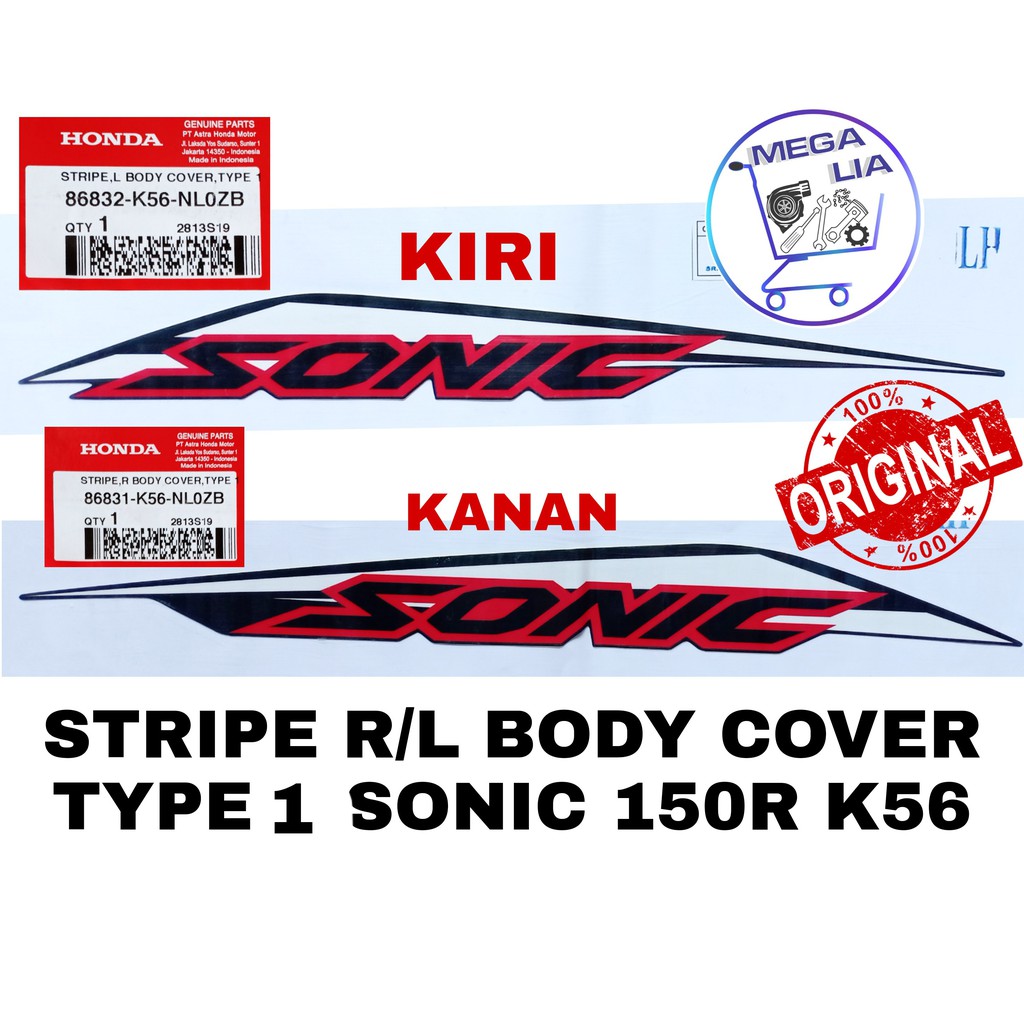 Sticker Stiker Striping Stripe Body Set Kanan Kiri Cover Type 1 New Sonic 150R 150 R 100% Ori Honda