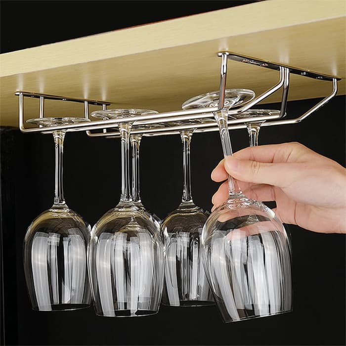 2 Baris Rak Gantung Gelas Wine - 2 Row Wine Glass Hanger Rack