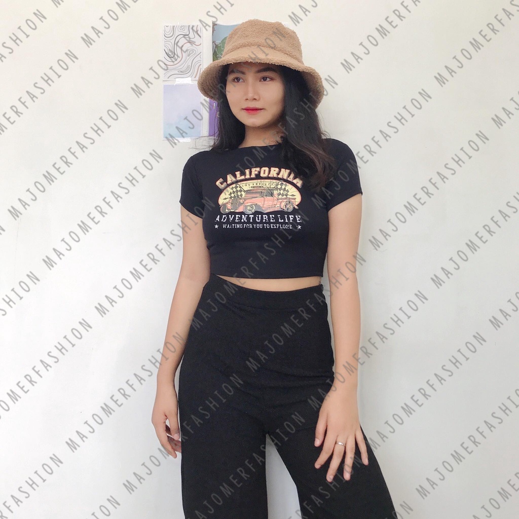 MAJOMER ® | CALIFORNIA CAR CROP TOP - KAOS CROP TOP WANITA