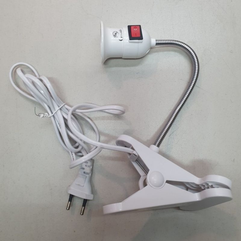 Fitting lampu e27 kabel flexible bisa jepit + kabel colokan ke listrik