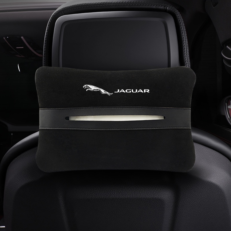 Kotak Tisu Bahan Suede Logo Jaguar Untuk Sandaran Tangan Belakang Jok Mobil XEL F-TYPE XFL F-PACE