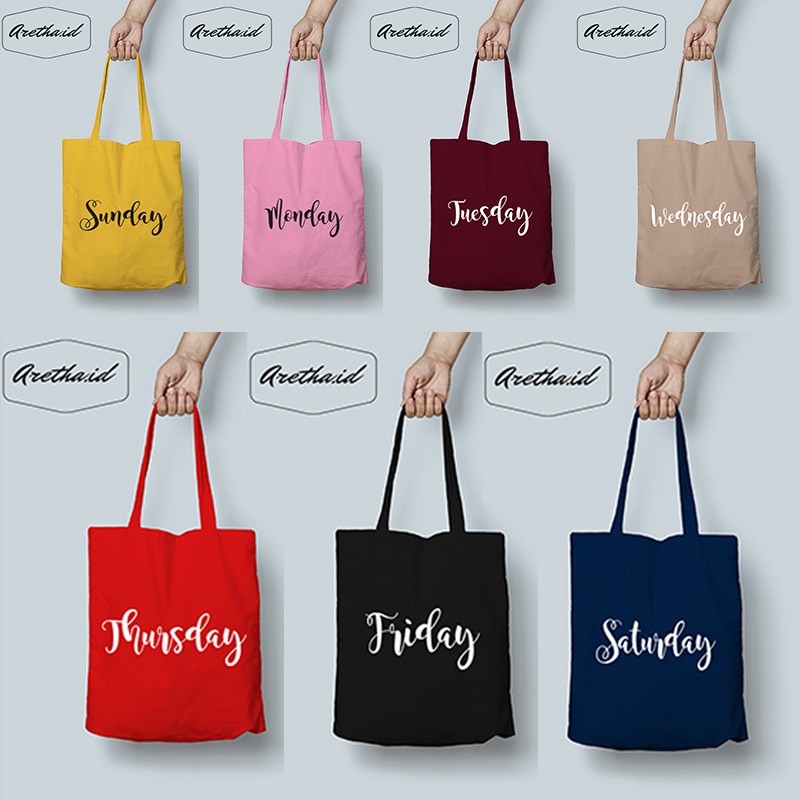 Aretha Id Totebag Tote Bag Daily Terlaris Sunday Monday Friday Tuesday Wednesday Monday Thursday Shopee Indonesia