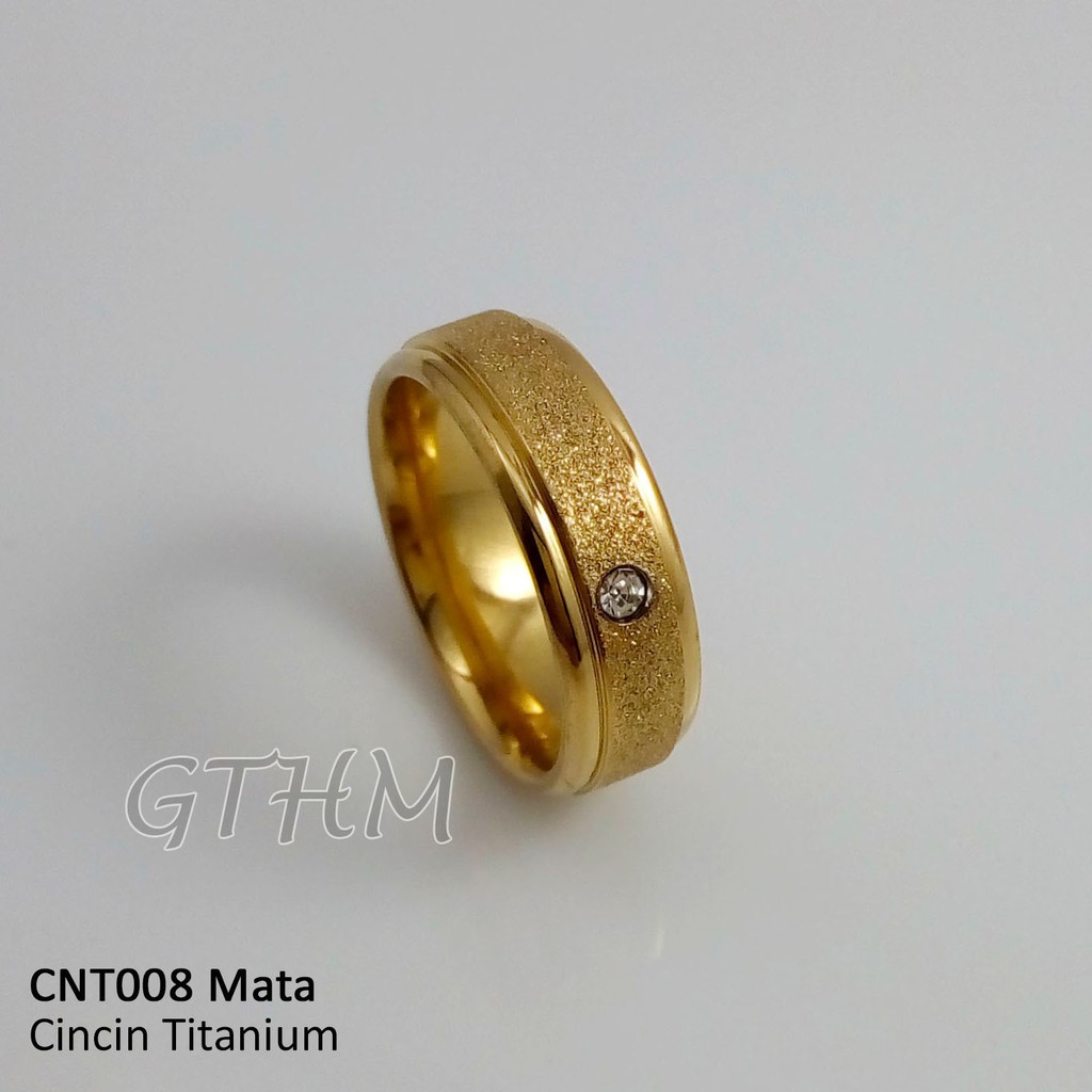 cincin couple titanium mata1 pasir emas cnt010 lapis emas 18k