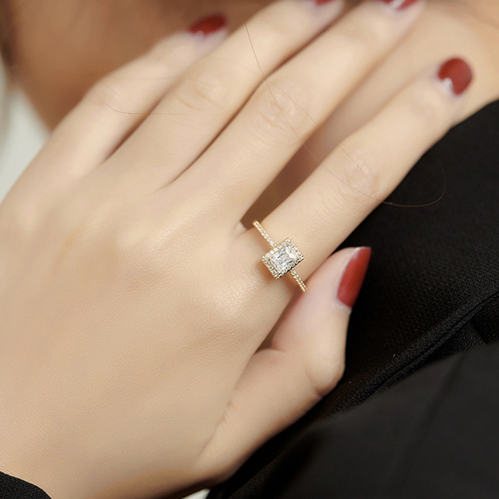 Hu Hu Hu Hu Hu Alat Bantu Pasang Kacamata♡ Cincin Berlian Imitasi Bentuk Kotak Model Terbuka Untuk Wanita