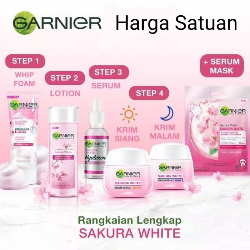 Rangkaian Garnier Sakura Glow Perfect Series All Variant Harga Satuan Foam / Day / Night / Serum Gar