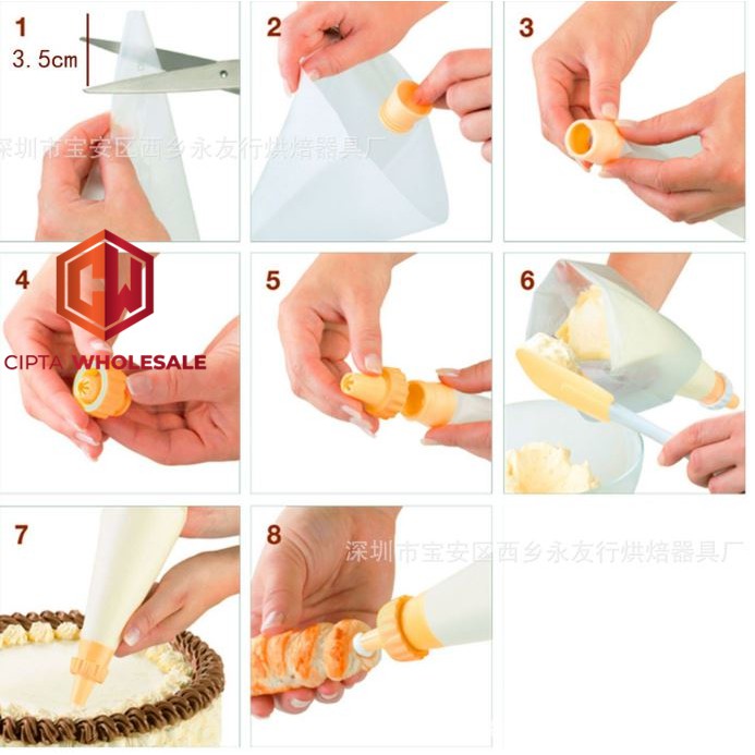 Cetakan kue silicone Spuit Plastik Premium 23 pcs Cream Icing Set