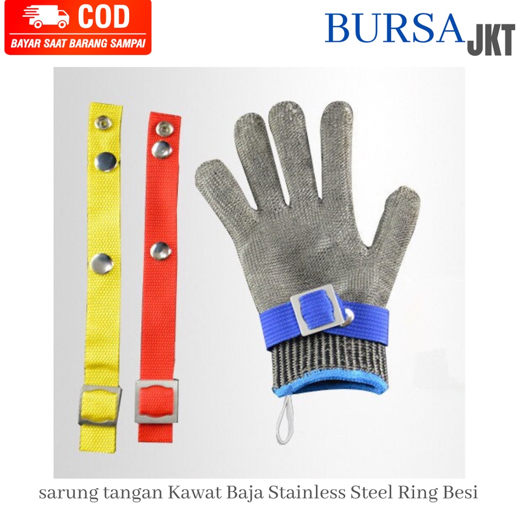 Sarung Tangan Besi Baja Kawat Anti Pisau Senjata Tajam Utk Keselamatan Tukang Steel Glove