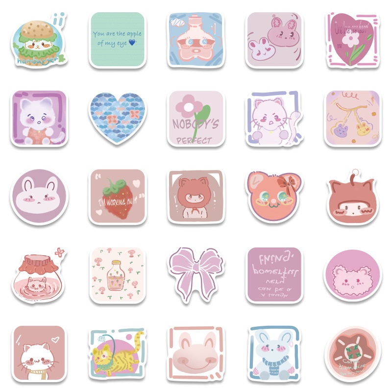 50pcs Stiker Graffiti Kartun Komik Tahan Air Dapat Digunakan Kembali Untuk Dekorasi Case Skateboard