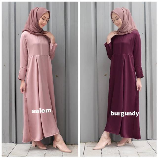 Vanilla Hijab ALULA Dress Burgundy Salem size S Gamis Muslim