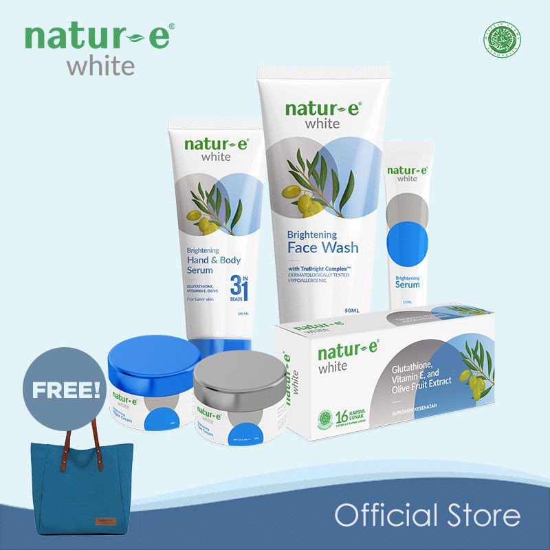 natur-E white series PREMIUM paket lengkap ukuran besar (30gram) dengan tambahan handbody serum dan 