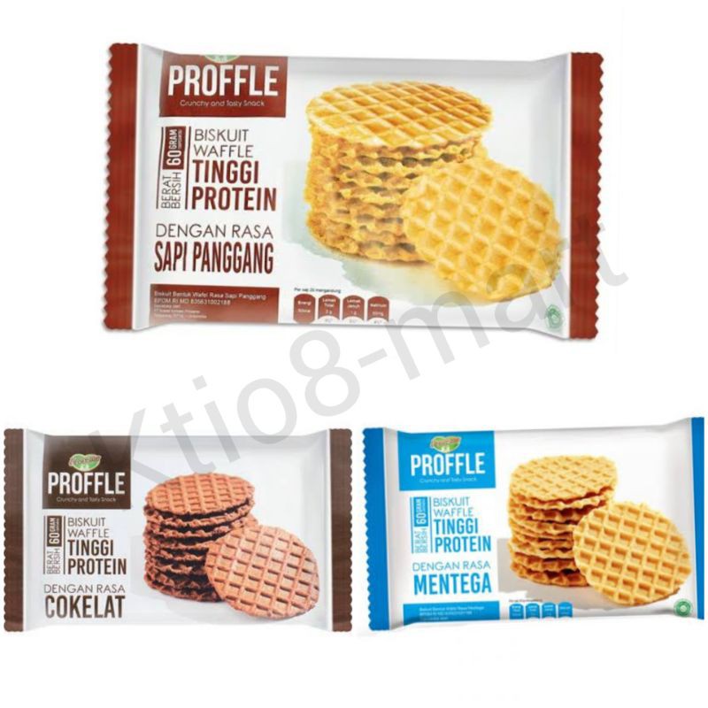 

Proffle Biskuit Waffle Mentega/Coklat/Sapi Panggang/High Protein 60gr