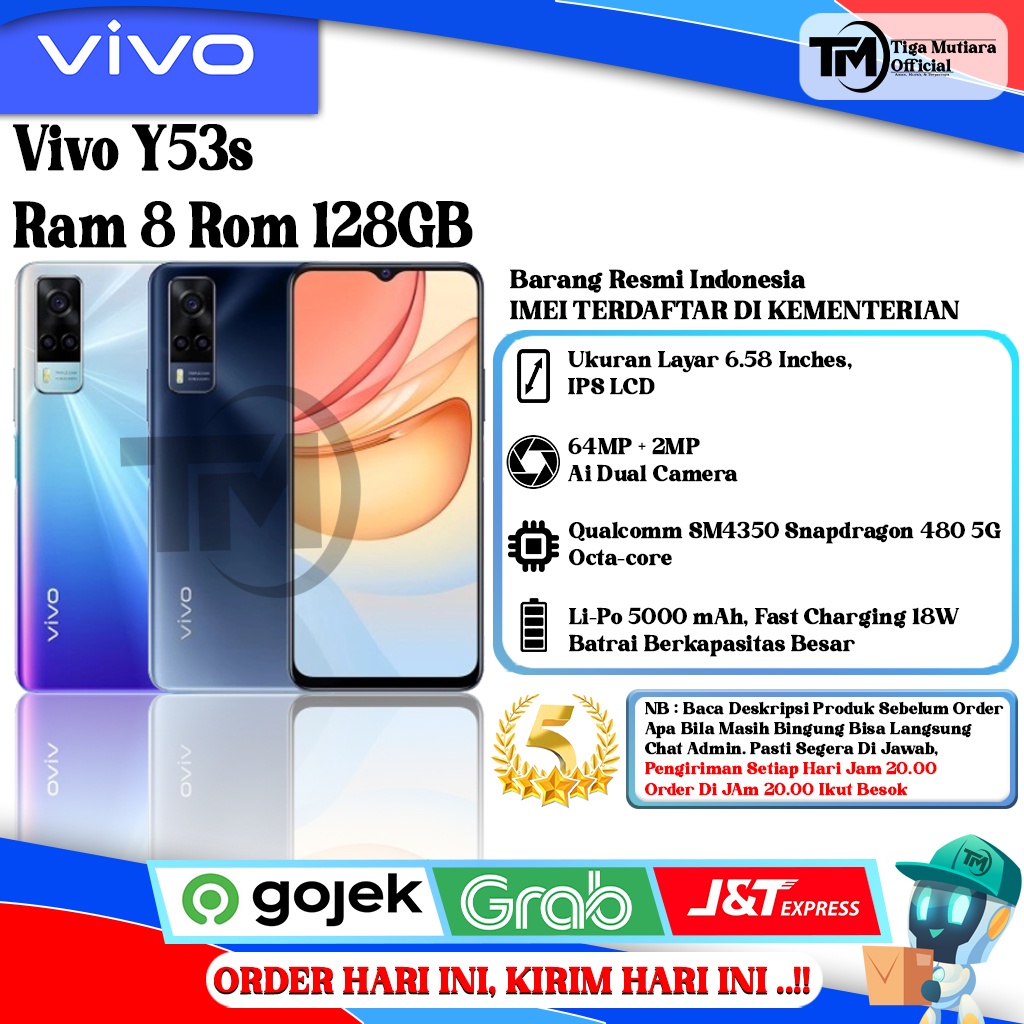 Vivo Y53S NFC Ram 8 Rom 128GB Segel Original & Bergaransi Resmi