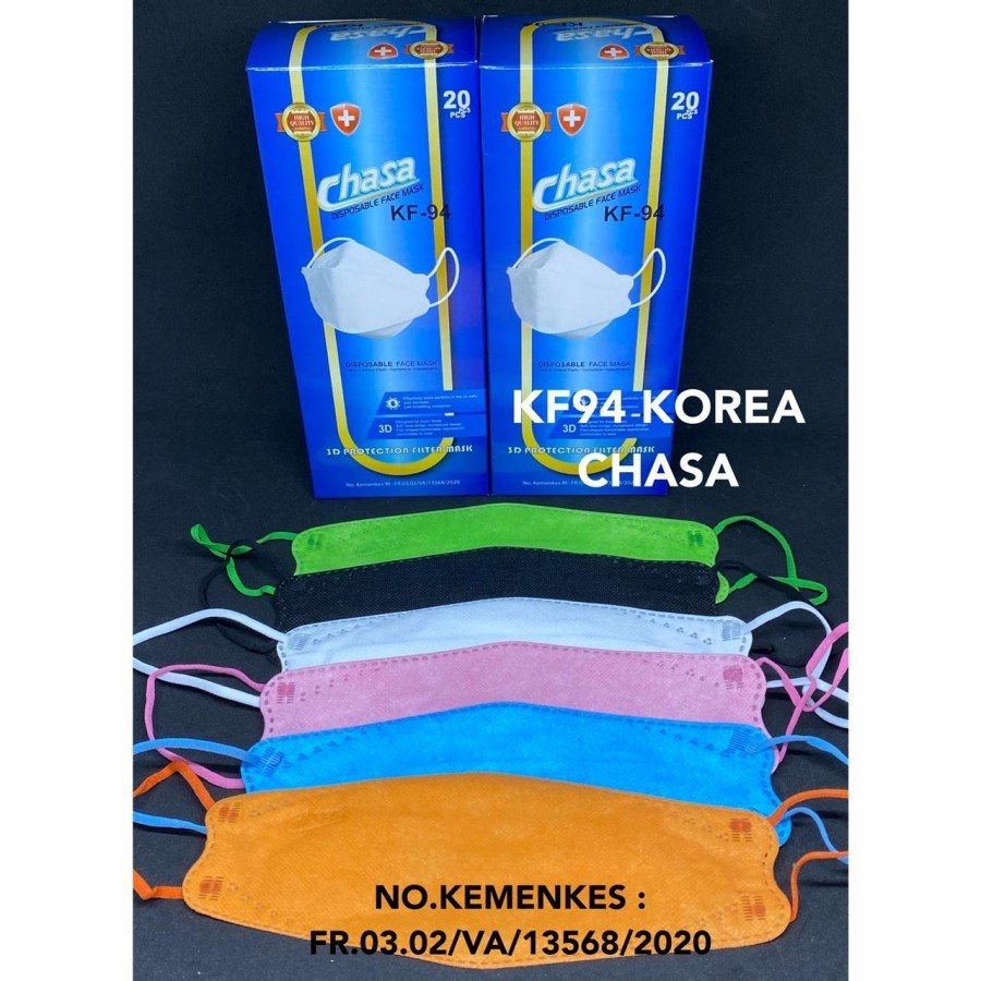 Masker KF94 Chasa Type Box 3D Evo Stereoscopic Fish Premium Quality isi 10pc