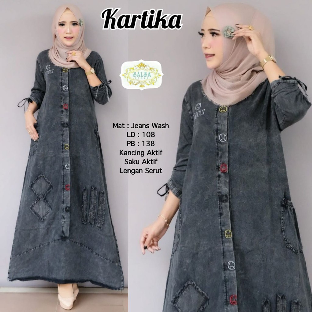 Kartika Jeans/Gamis Jeans/Gamis jeans lembut/Gamis jeans new