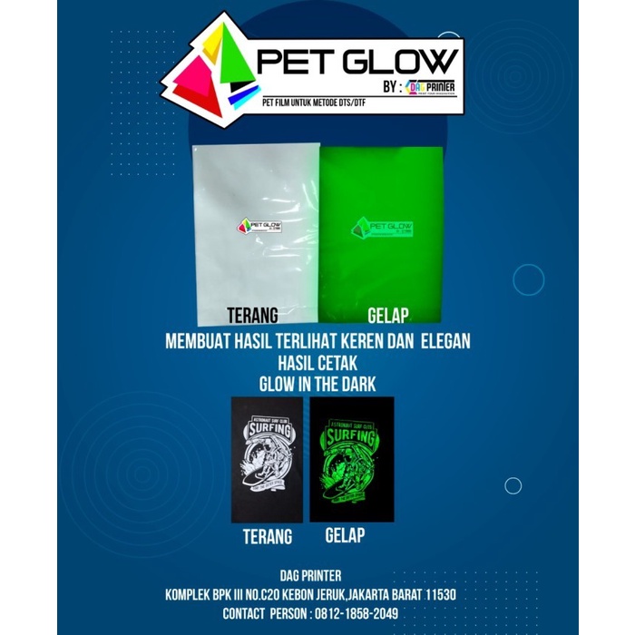 PET FILM DTF GLOW IN THE DARK A3 TERHITS