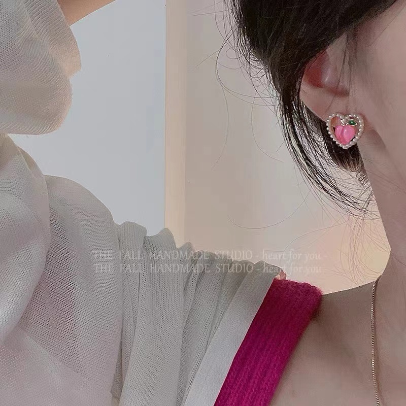 Anting Stud Bentuk Hati Bahan S925 Silver Untuk Aksesoris Perempuan