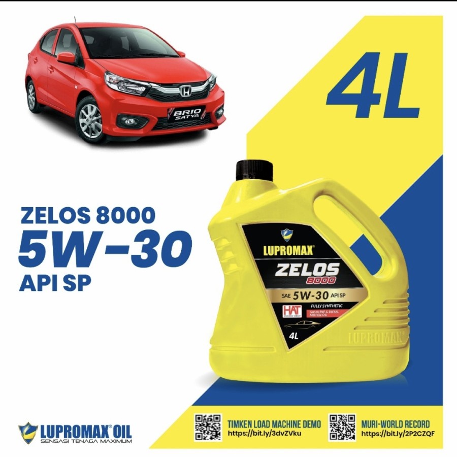 Oli Mesin Brio 4L Fully Synthetic Lupromax Zelos 8000 SAE 5W-30