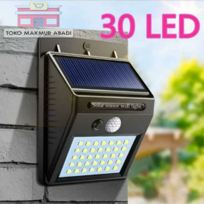 Lampu Solar Cell 30 LED Tanpa Sensor Gerak / Lampu Taman Dinding Tenaga Surya / Lampu Solar Cell