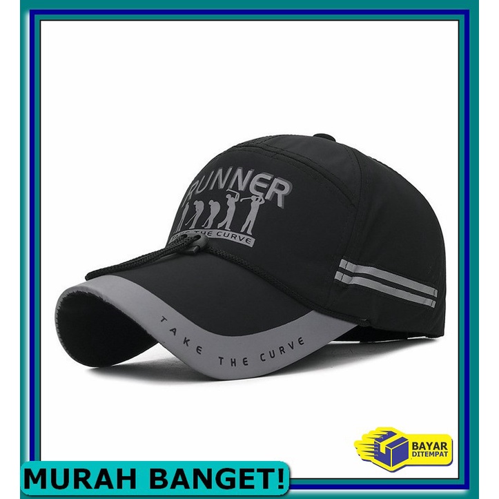 Topi Cowok Murah Terbaru 2021 Baseball Branded Keren Import Kekin HE476 Baseball Cap : Runner - Topi