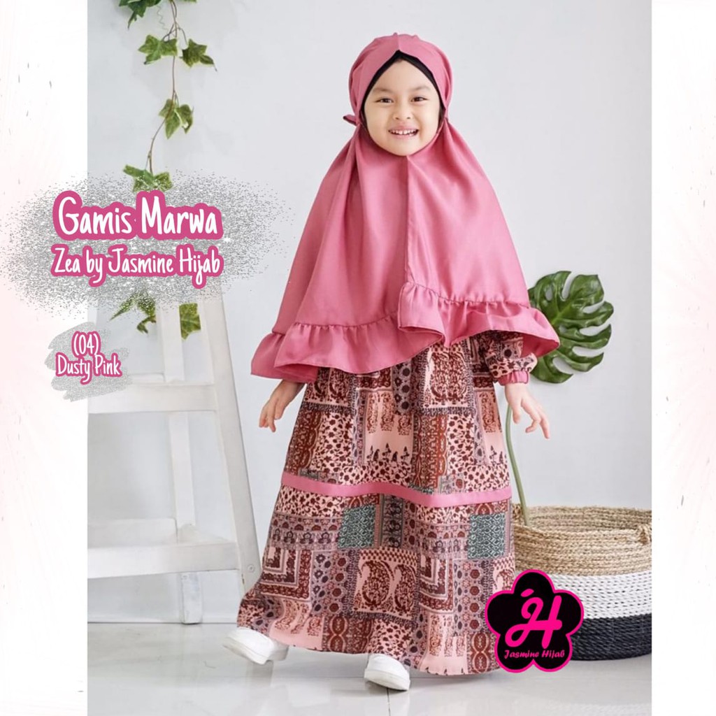 Gamis Anak Set Marwa by Zea Dusty Pink