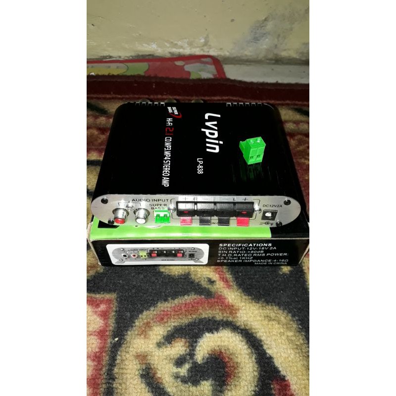 LVPIN Mini HiFi Stereo Amplifier Treble Bass Booster 12V