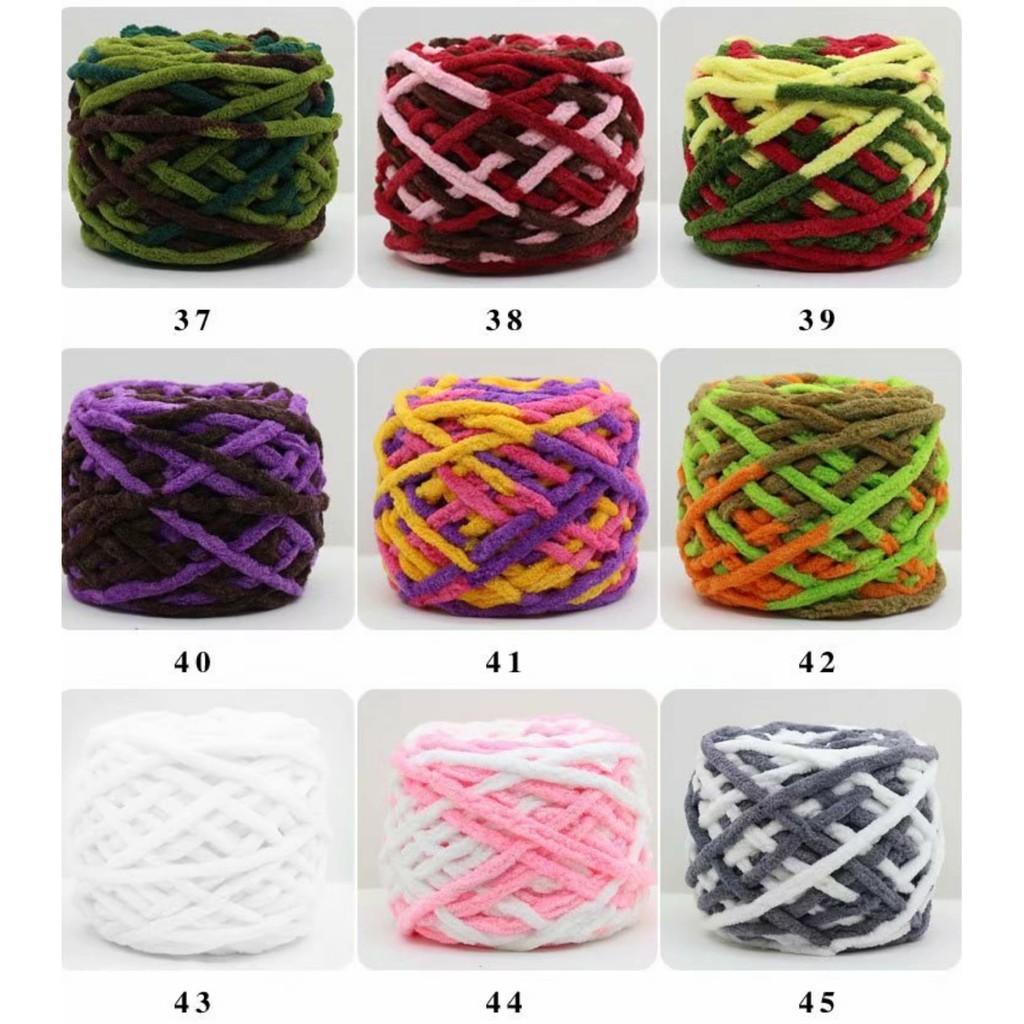 1-40 BENANG RAJUT CHENILLE/ CHENILLE YARN/ BENANG RAJUT HANDUK IMPORT 1 PLY