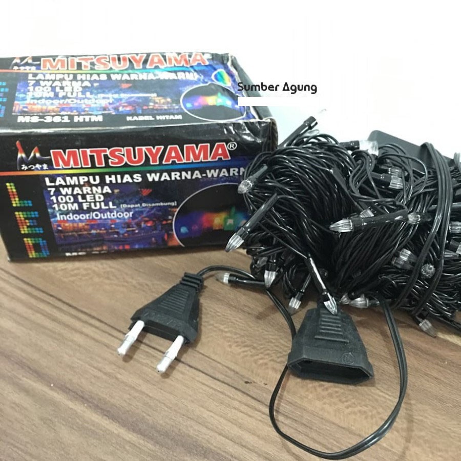 Lampu Tumblr Warna Warni 100 LED Mitsuyama MS361 Kabel Hitam Tahan