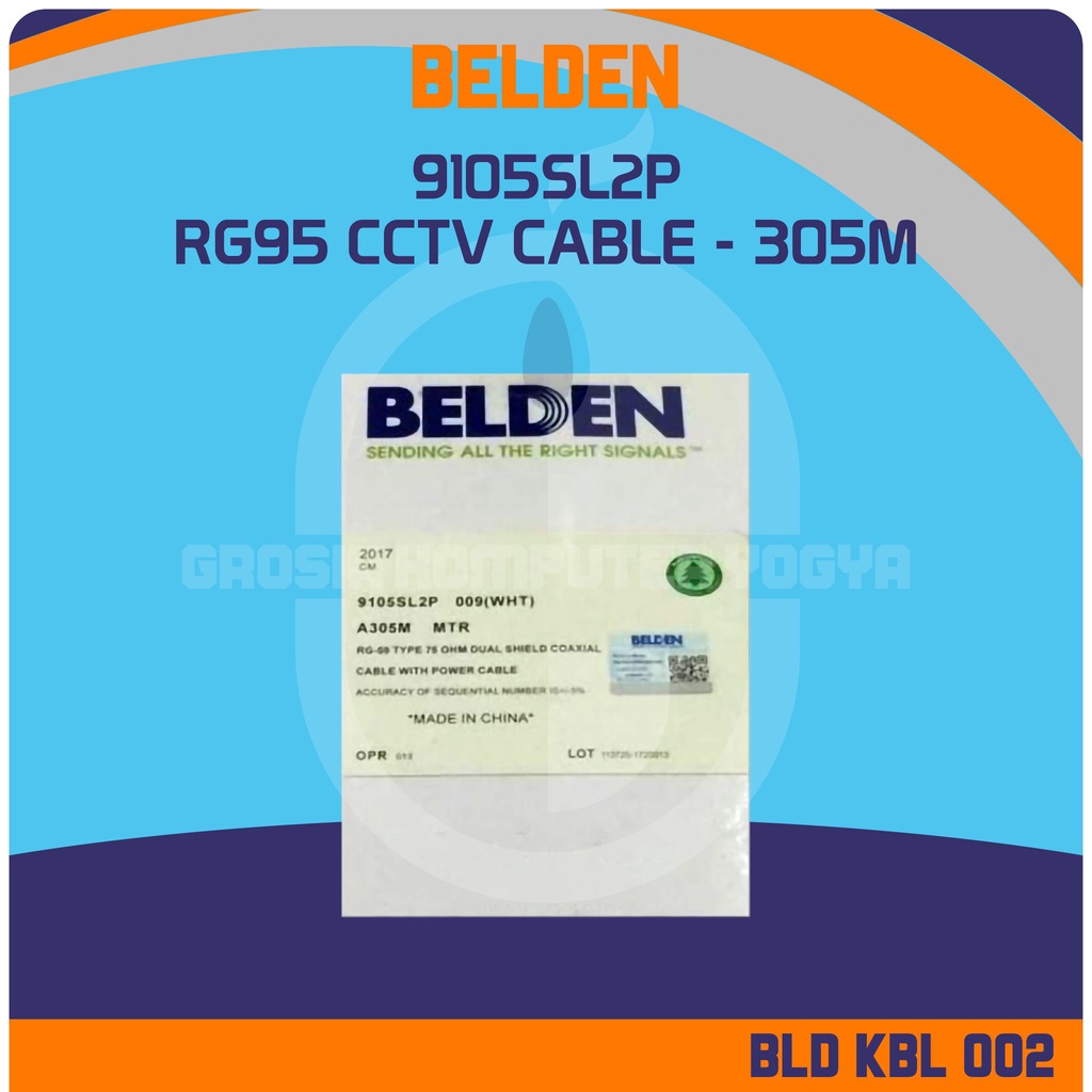 Belden 9105SL2P RG59 RG 59 Coaxial + Power Cable Kabel CCTV - 1 Roll