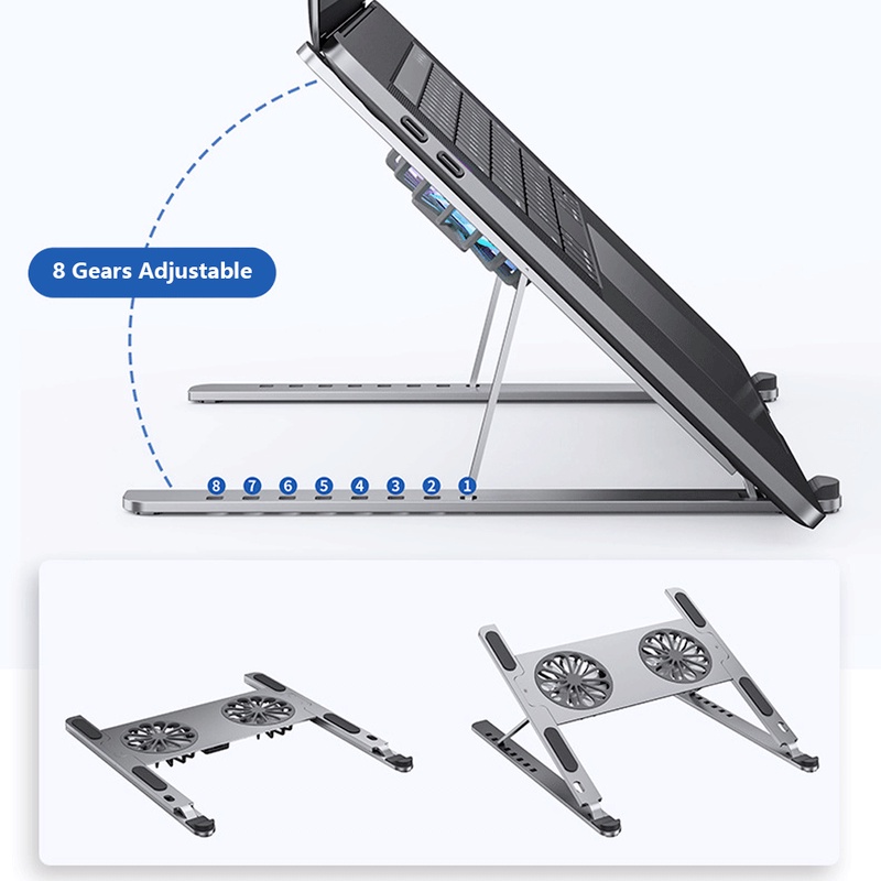 Dudukan tablet Laptop Lipat Dengan Kipas Pendingin Disipasi Panas Untuk Desktop MacBook Air Pro Stand Notebook Holder HP DELL Cooler