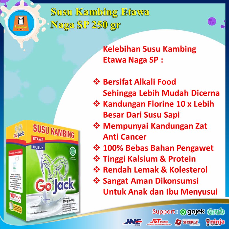 Susu Kambing Etawa Bubuk Go Jack 200gr Kemasan Sachet Susu Etawa Kambing Bubuk Minuman Susu Kambing Murni Sky Goat Evaporasi Asam Lambung Mag