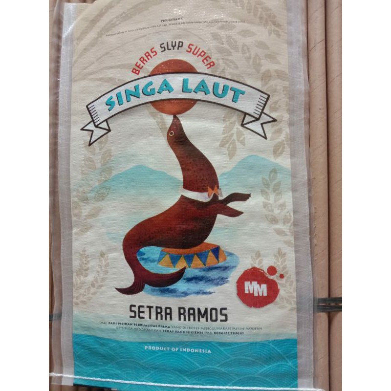 

karung beras laminating 20 kg SINGA LAUT(ini kemasan bukan beras )