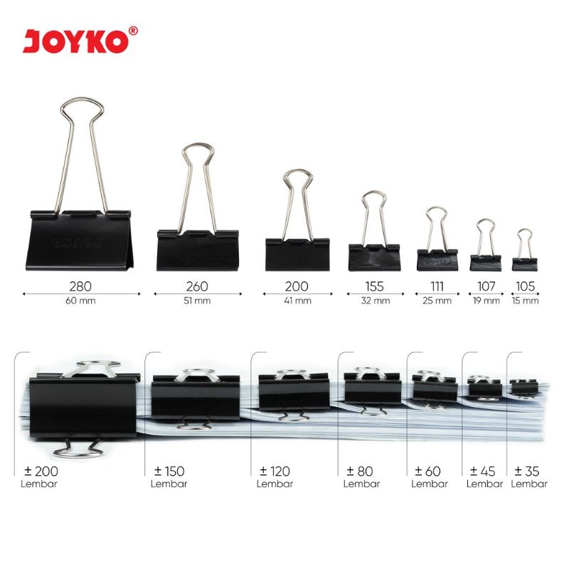 binder clip joyko no 260 joyko binder klip no 200 penjepit kertas joyko no 155 binder clip no 107