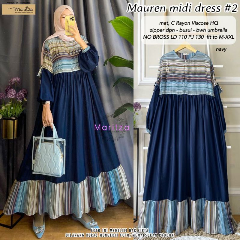 mauren maxy dress zipper depan busui ori maritza