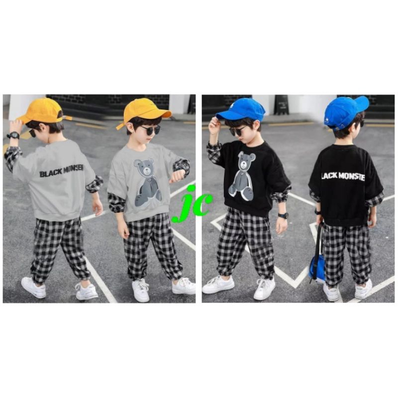 JCK - Set Monster / Stelan Anak Laki-Laki Model Terbaru / Set Fashion Anak Kekinian