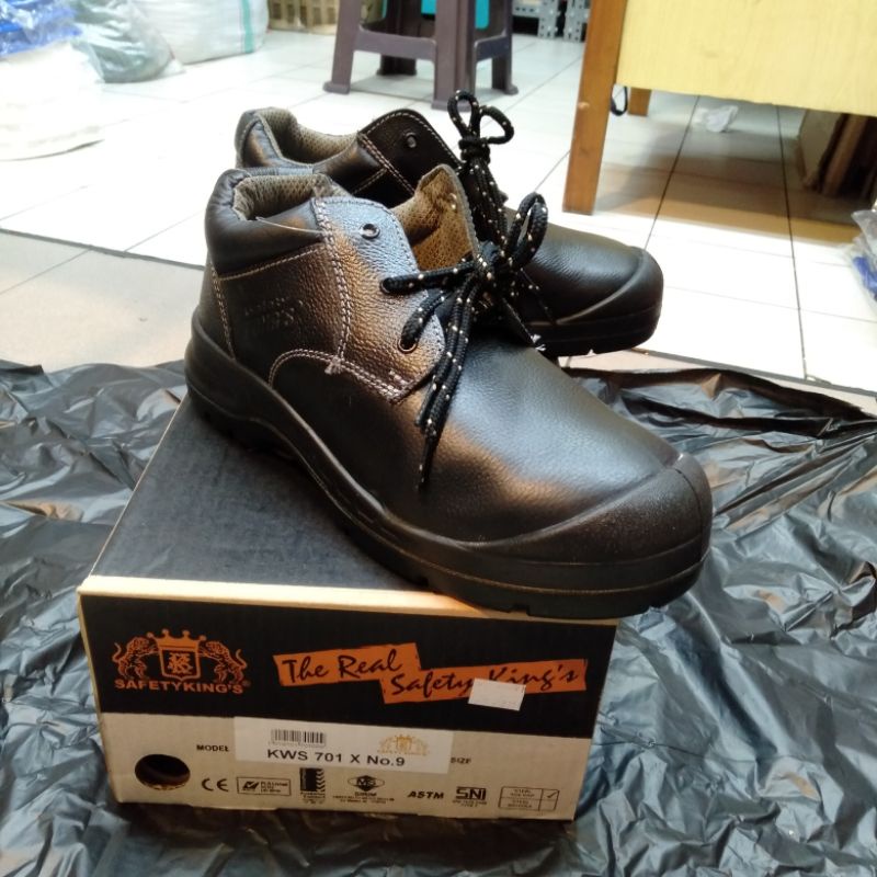 Sepatu Safety KINGS KWS 701X /Sepatu Kerja Sefty Pria Kulit Asli Ujung Besi