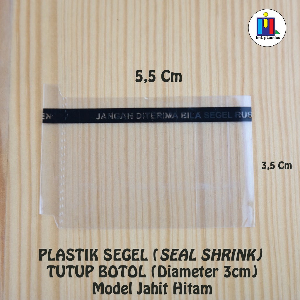 PLASTIK SEGEL (SEAL SHRINK) tutup botol 3cm Hitam Model Jahit - 100pcs