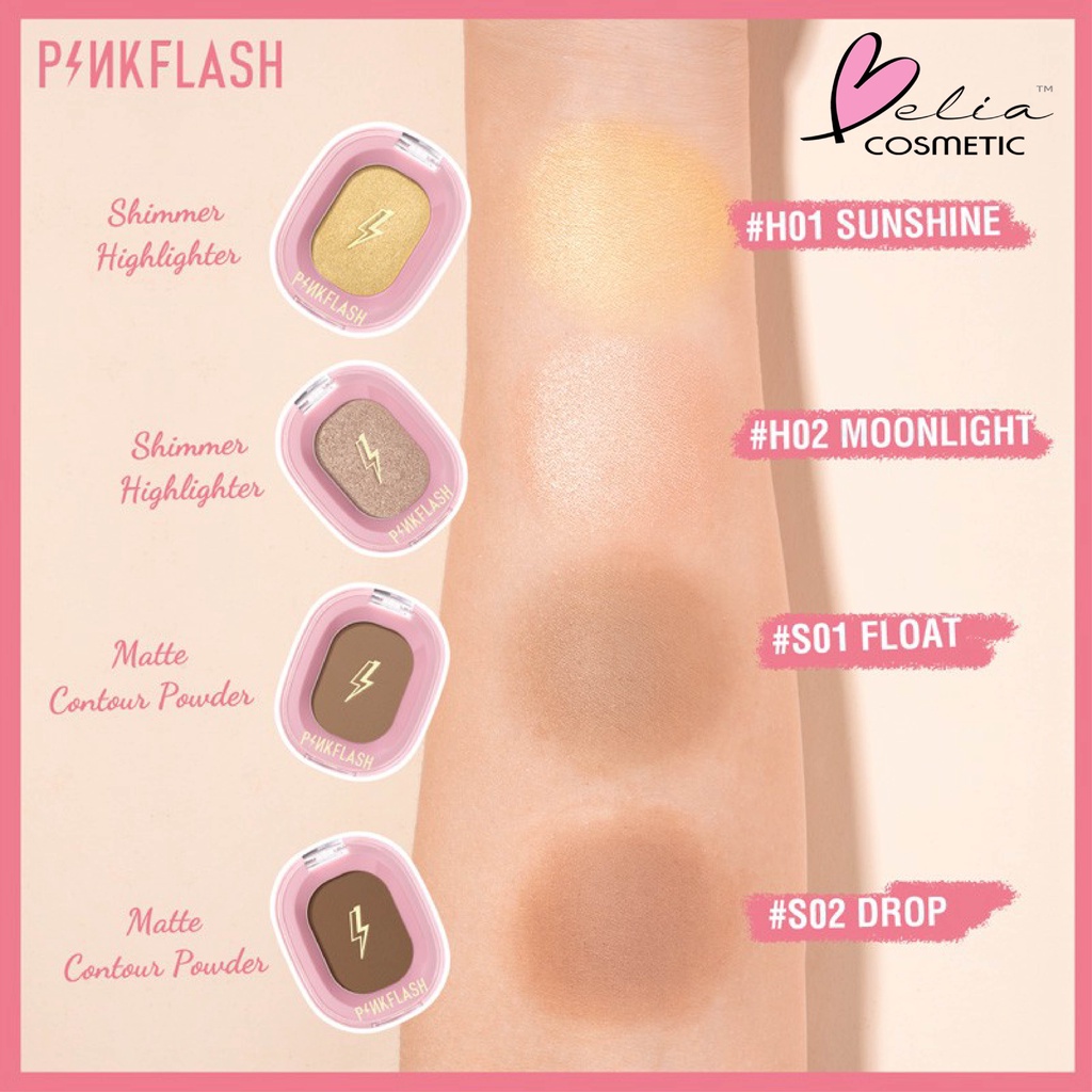 ❤ BELIA ❤ PINKFLASH Soft Pigment Face Contour Highlighter Shimmer | Pink Flash OhMyShow BPOM PF-F02