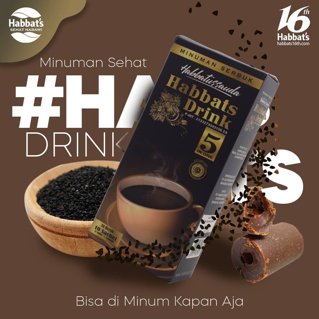 

Habbat's Drink 5 IN 1 Minuman Herbal Serbuk Kemasan Habbatussauda Isi 10 Sachet