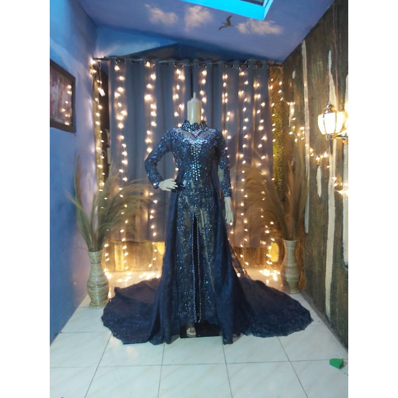 gaun pengantin mewah navy