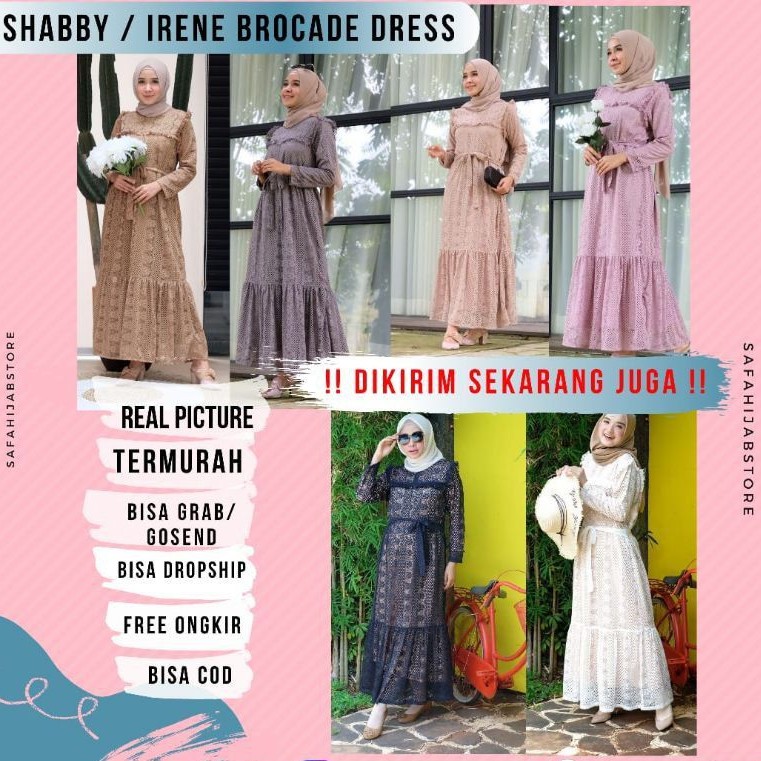 IRENE / SHABBY BROCADE DRESS LD 100 dan LD 110 / BUSUI FRIENDLY / DRESS KONDANGAN