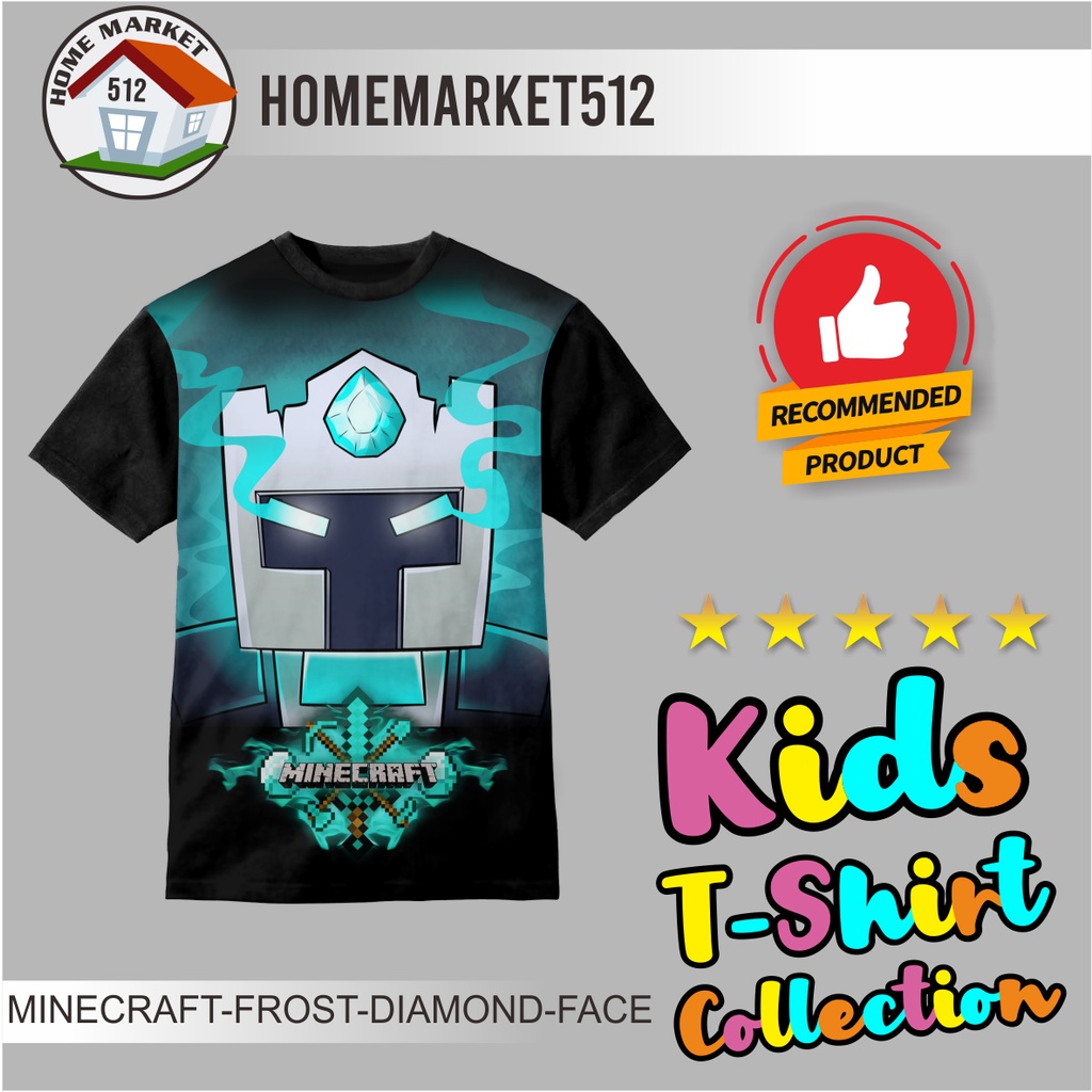 KAOS ANAK MINECRAFT FROST DIAMOND FACE KAOS ANAK LAKI-LAKI DAN PEREMPUAN