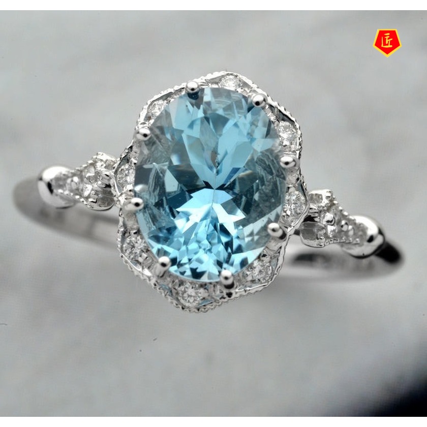 [Ready Stock]Fashion Elegant 925 Silver Topaz Diamond Gold Ring