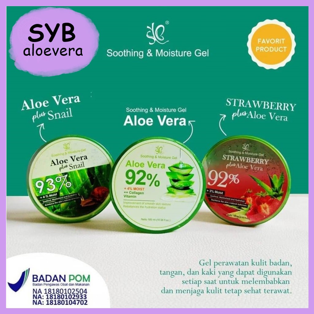 SYB ALOE VERA SOOTHING GEL 92% / SYB ALOE VERA 93% + SNAIL / PEELING GEL ALOE VERA, CHARCOAL, SNAIL