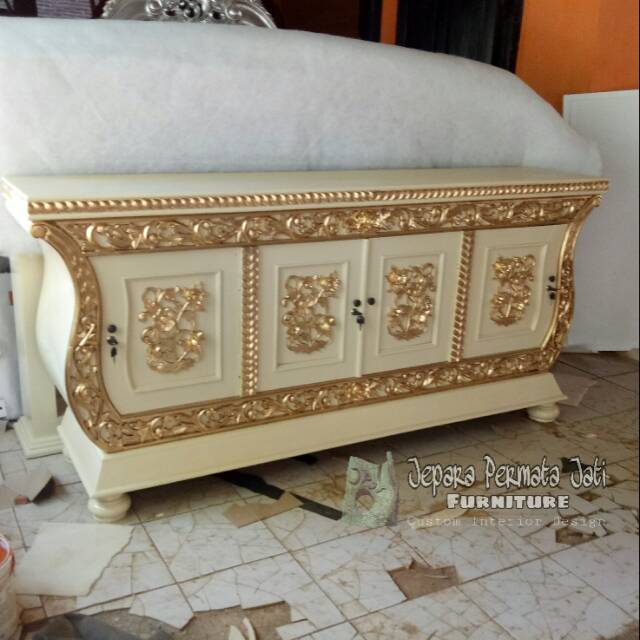 Bufet biola jati luxury ( Bufet TV Jati mewah furniture jepara )