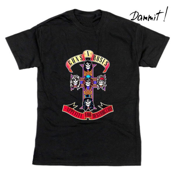 KAOS BAND GUNS N ROSES GNR APPETITE FOR DESTRUCTION - KAOS BAND PREMIUM - HITAM - S, M, L, XL, XXL.