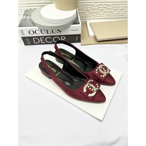 sepatu flat shoes wanita terbaru kekinian pesta LOUISDEAR sepatu 2 cm bahan satin B21