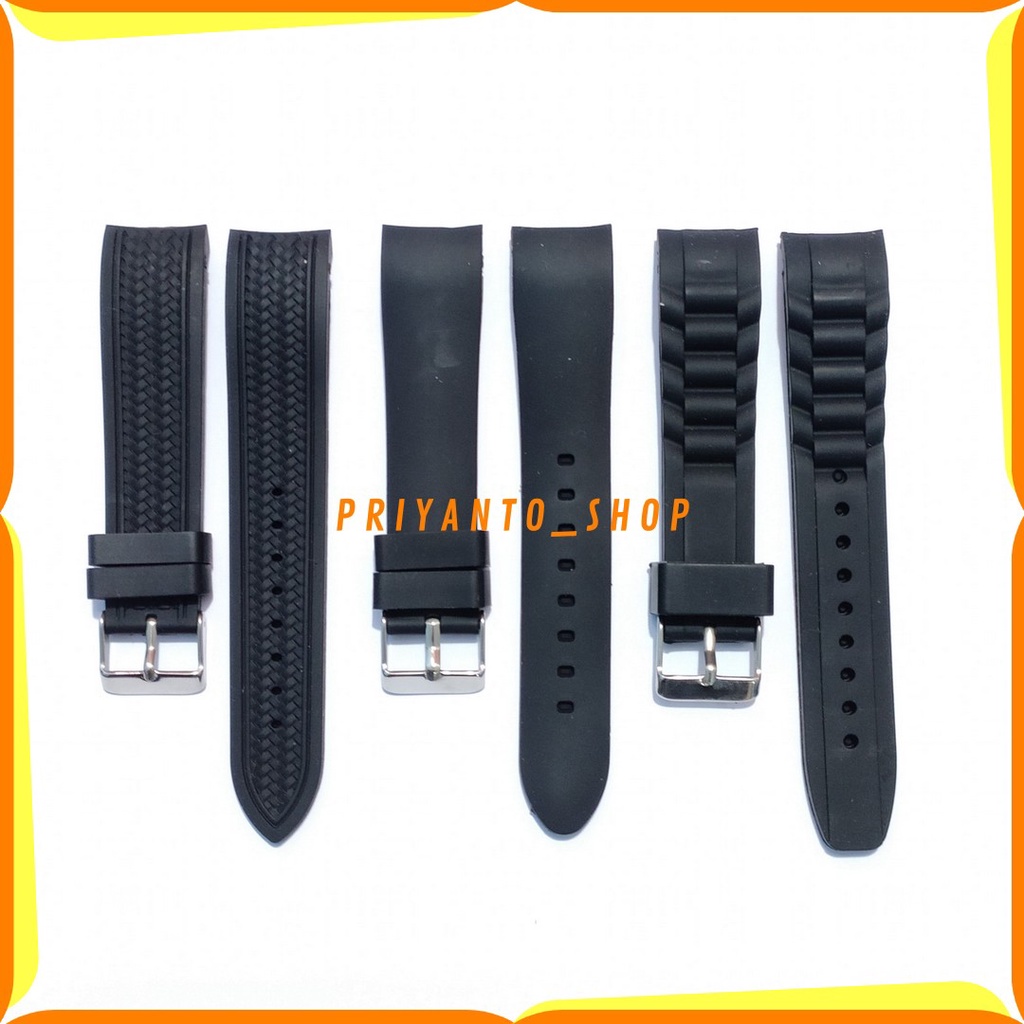 STRAP TALI JAM TANGAN KARET RUBBER 20MM RUBBER WATCH ROLEX HITAM